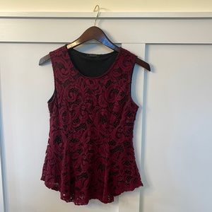 Maroon Red Lace Top - Size M